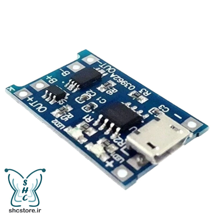 ماژول شارژر باتری 18650-شاژر باتری قلمی- ماشین- موتور سیکلت- لیتیومی- کتابی- 3.7 ولت- (1)